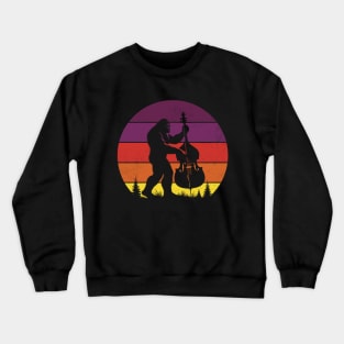 Bigfoot Sasquatch Playing Double Bass Vintage Music Lover Crewneck Sweatshirt